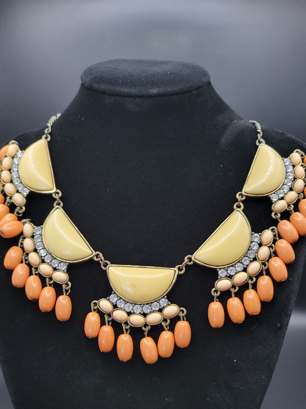 Statement Coral and Cream Color Bib Necklace